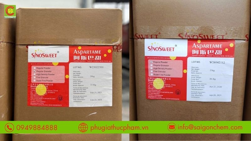 Aspartame E951 là chất tạo ngọt cường độ cao, ngọt gấp khoảng 200 lần đường mía.