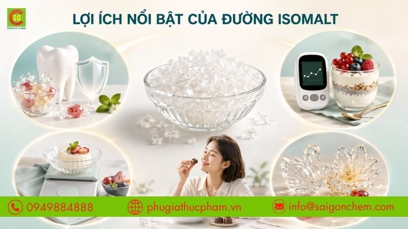 Isomalt ít calo, GI thấp và thân thiện với sức khỏe răng miệng.