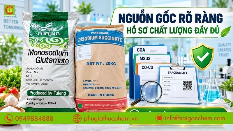 Chọn phụ gia có nguồn gốc rõ ràng và hồ sơ chất lượng đầy đủ.