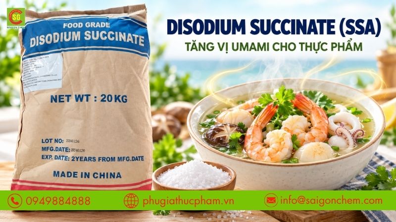 Disodium Succinate (SSA) là chất điều vị giúp tăng vị umami cho thực phẩm.