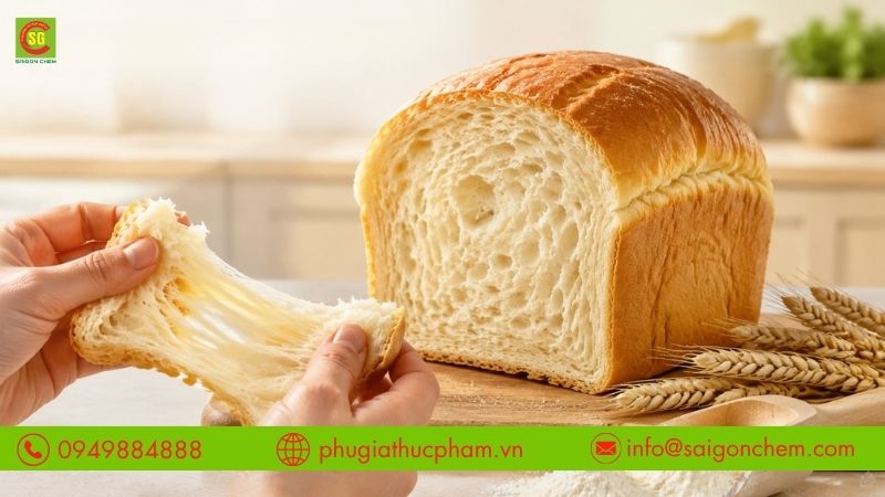 Gluten giúp bánh nở tốt, ruột mềm xốp và có độ dai.