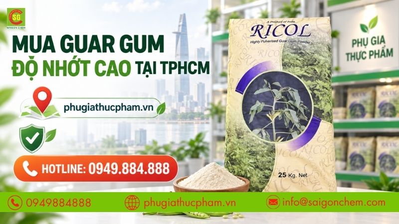 Guar Gum chính hãng, nguồn gốc rõ ràng và đầy đủ chứng từ chất lượng.