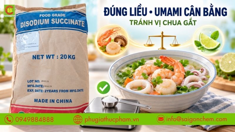 Kiểm soát liều SSA giúp cân bằng vị umami và tránh vị chua gắt.