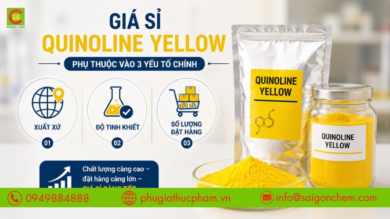 Giá sỉ Quinoline Yellow phụ thuộc vào xuất xứ, độ tinh khiết và số lượng đặt hàng.