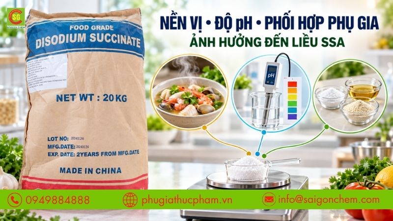 Nền vị, độ pH và cách phối hợp phụ gia ảnh hưởng đến liều SSA.