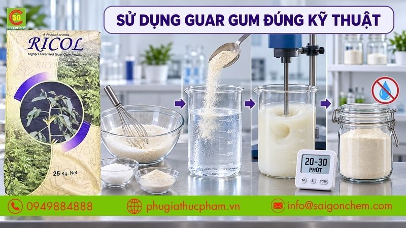Phối trộn đúng cách giúp Guar Gum phân tán đều và phát huy hiệu quả