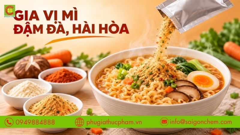 Phụ gia giúp gói gia vị mì ăn liền đậm đà và hài hòa hơn.