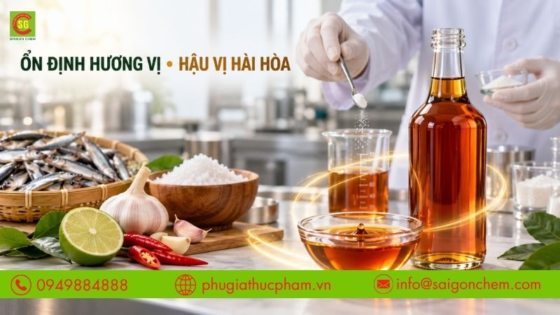 Phụ gia giúp nước mắm công nghiệp ổn định hương vị và hậu vị.