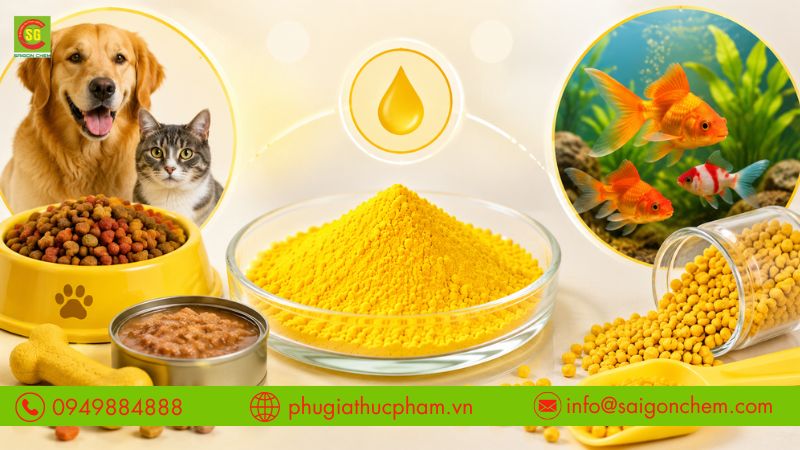 Quinoline Yellow được dùng tạo màu cho thức ăn của thú cưng và cá cảnh.