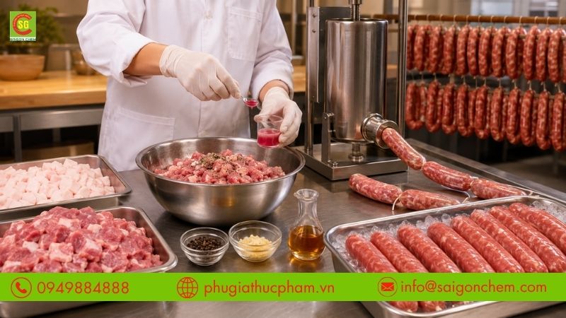 Quy trình đúng kỹ thuật giúp lạp xưởng lên màu đẹp và đồng nhất.