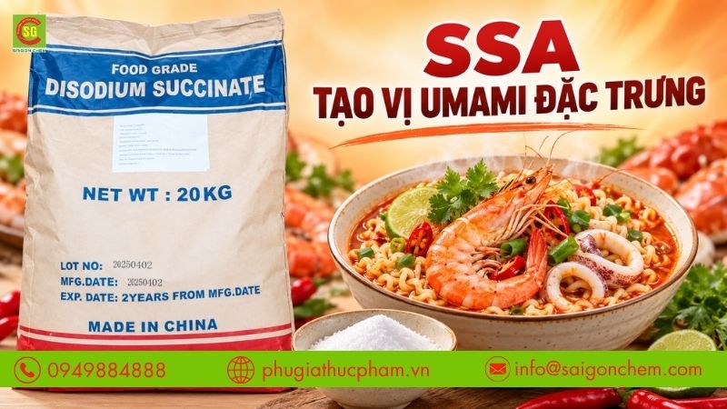 SSA tạo vị umami đặc trưng cho mì hải sản và tôm chua cay.