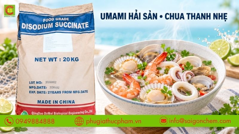SSA tạo vị umami đặc trưng hải sản cùng vị chua thanh nhẹ.