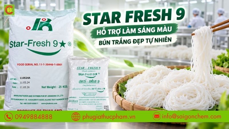 Star Fresh hỗ trợ làm sáng màu, giúp sợi bún trắng đẹp tự nhiên.