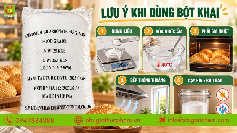 Sử dụng và bảo quản bột khai đúng cách để đảm bảo chất lượng.