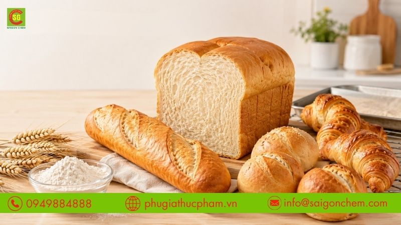 Wheat Gluten giúp bánh mì dai mềm, nở đều và giữ dáng tốt.