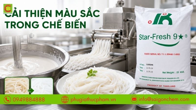 Chất tẩy trắng thực phẩm giúp cải thiện màu sắc trong quá trình chế biến.