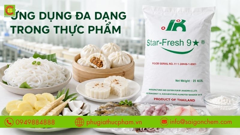 Star Fresh 9 được ứng dụng trong sản xuất bún, bánh, nông sản và thủy hải sản.