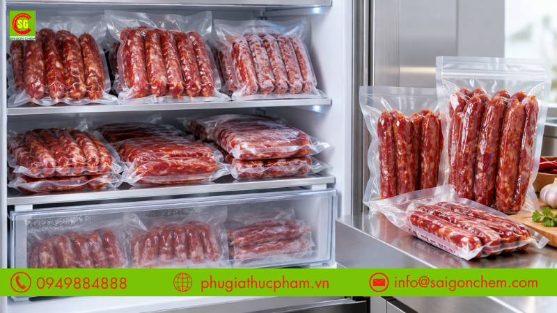 Bảo quản lạp xưởng trong túi kín, hút chân không và giữ lạnh giúp kéo dài hạn sử dụng