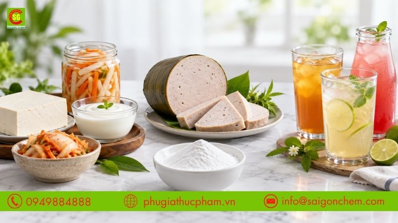 Các nhóm thực phẩm lên men, giò chả và đồ uống thường sử dụng đường nho để tạo vị chua