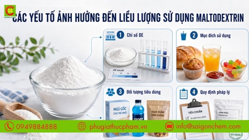 Các yếu tố ảnh hưởng đến liều lượng sử dụng Maltodextrin
