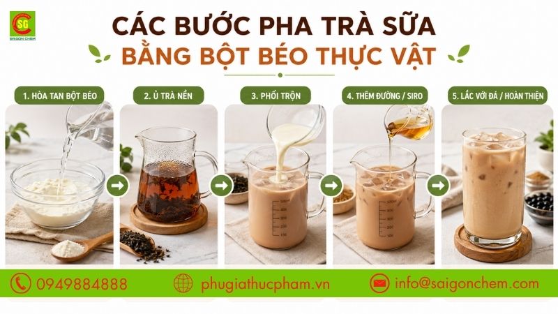 Cách pha trà sữa bằng bột béo thực vật