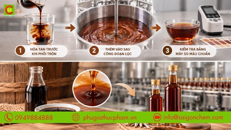Cách phối trộn màu Caramel trong nước mắm công nghiệp