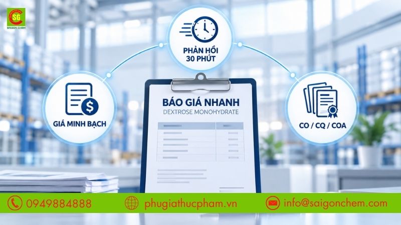 Cam kết báo giá đường Dextrose Monohydrate minh bạch, nhanh chóng tại Phụ Gia Thực Phẩm