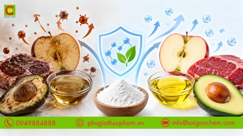 Chất chống oxy hóa trong thực phẩm giúp hạn chế ôi thiu, giữ màu sắc và chất lượng sản phẩm