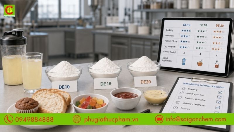 Chọn Maltodextrin theo chỉ số DE và mục đích sử dụng