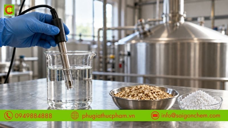 Điều chỉnh khoáng chất trong nước nấu bia giúp hỗ trợ đường hóa và men kết lắng