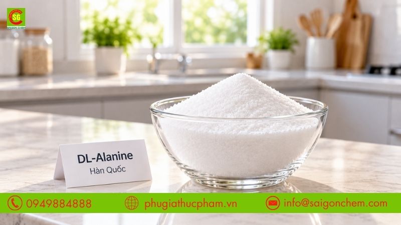 DL-Alanine Hàn Quốc là chất điều vị amino acid giúp tạo vị ngọt nhẹ và làm hài hòa hương vị thực phẩm