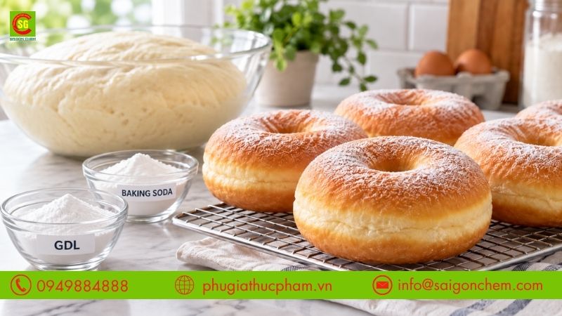 Đường nho điều chỉnh pH kết hợp baking soda tạo khí CO2 giúp bánh nở xốp