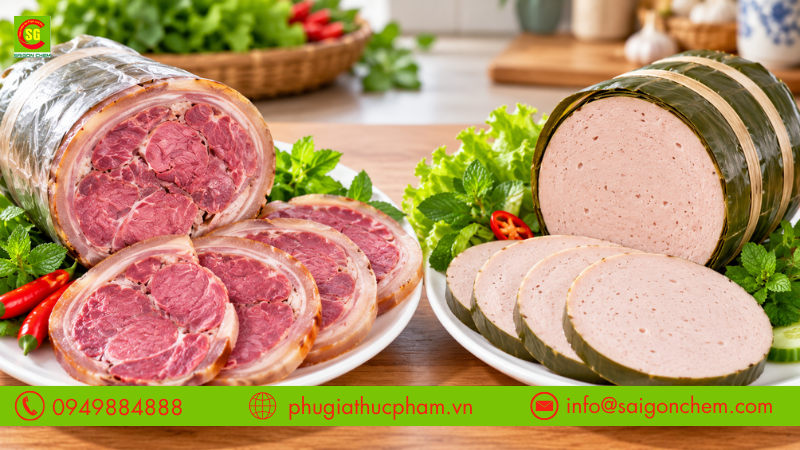Giò bê giữ nguyên miếng thịt, bì và mỡ cuộn chặt, khác với giò lụa được xay nhuyễn thành khối đồng nhất