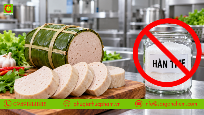 Hàn the từng được sử dụng để tạo độ dai giòn cho giò chả nhưng hiện nay đã bị cấm dùng trong thực phẩm