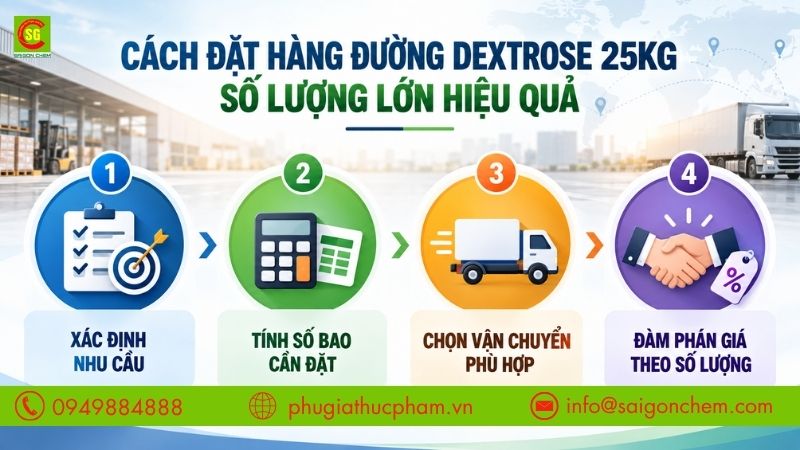 Hướng dẫn cách xác định nhu cầu và đặt hàng đường Dextrose 25kg số lượng lớn hiệu quả  