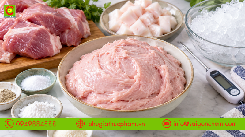 Khắc phục giò sống bị bở bằng cách kiểm soát nguyên liệu, nhiệt độ xay và tỷ lệ phụ gia theo công thức