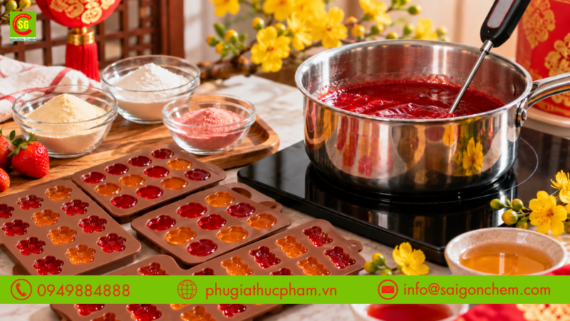 Lựa chọn phụ gia làm kẹo dẻo phù hợp và kiểm soát nhiệt độ nấu giúp duy trì chất lượng sản phẩm đồng đều