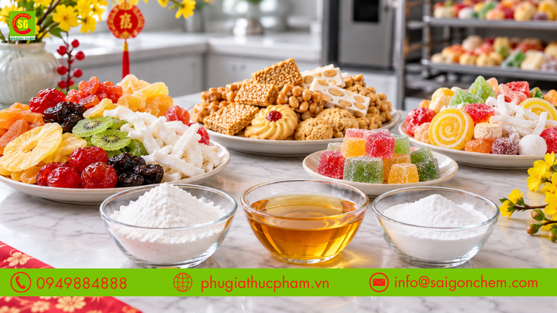 Lựa chọn và phối hợp phụ gia tạo cấu trúc, giữ ẩm và tạo xốp phù hợp với từng loại bánh kẹo Tết
