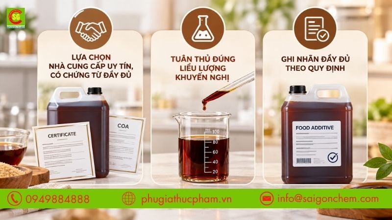Lưu ý an toàn khi sử dụng Màu Caramel trong sản xuất