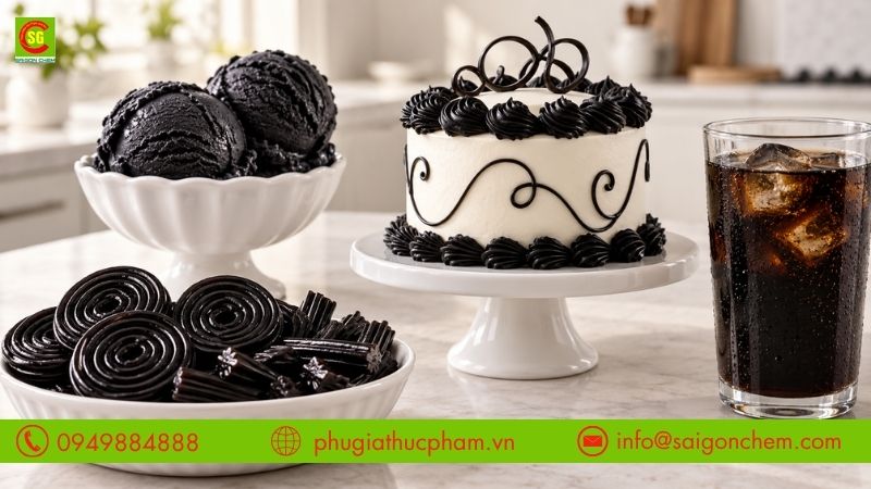 Màu đen Black Ấn Độ dùng trong kẹo cam thảo, kem đen, trang trí bánh và nước giải khát