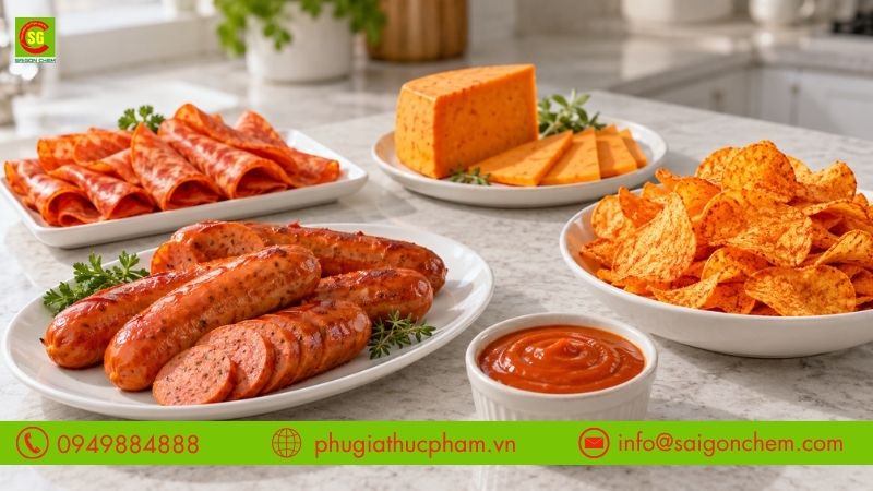 Màu đỏ ớt Paprika tạo sắc cam đỏ cho xúc xích, thịt nguội, phô mai, nước sốt và snack