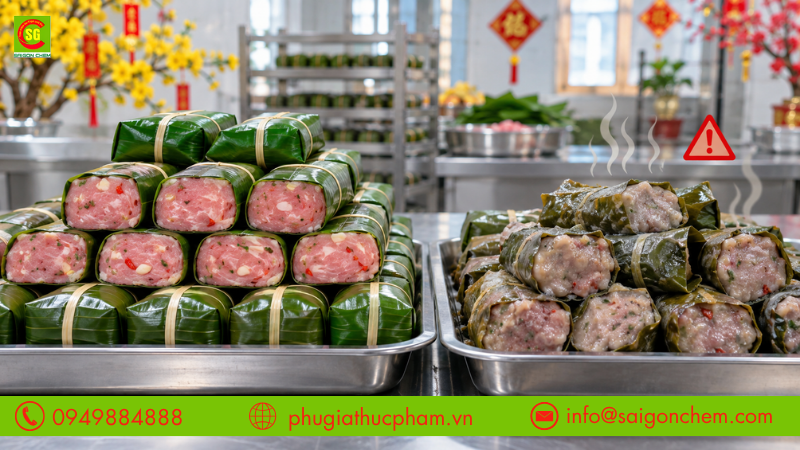 Nem chua dễ lên men không đều, bị nhớt hoặc có mùi lạ khi sản xuất số lượng lớn vào mùa Tết