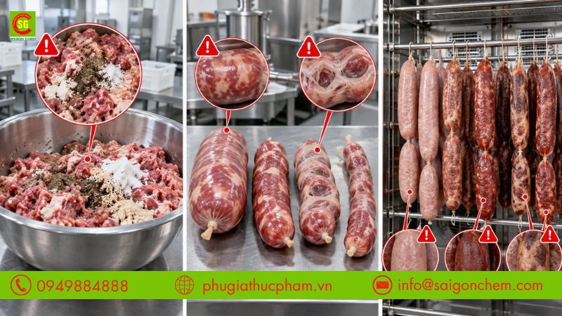 Những vấn đề thường gặp về nguyên liệu, phụ gia, phơi sấy và bảo quản lạp xưởng