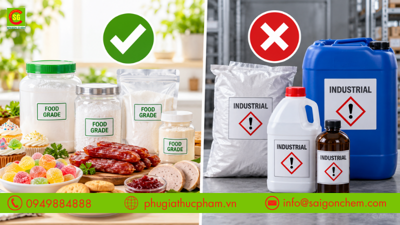 Phân biệt phụ gia Food Grade được phép dùng trong thực phẩm với hóa chất công nghiệp