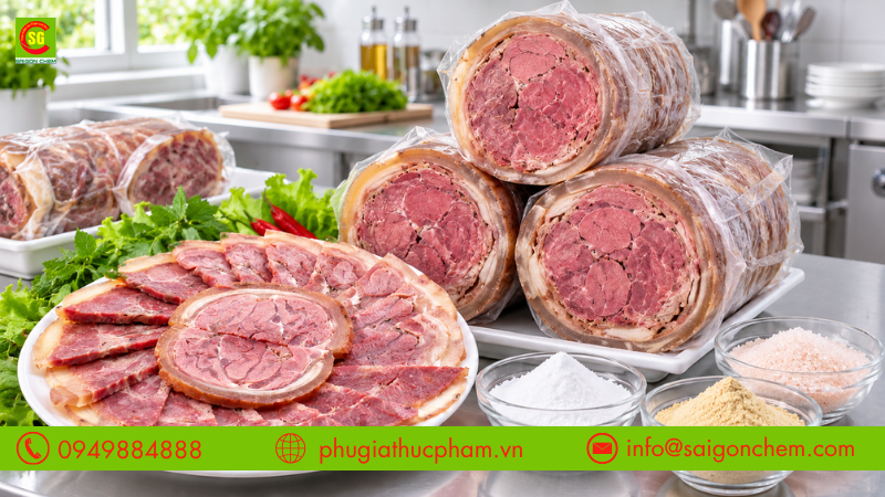 Phụ gia làm giò bê kết hợp bảo quản lạnh hỗ trợ duy trì chất lượng sản phẩm trong quá trình lưu kho và vận chuyển