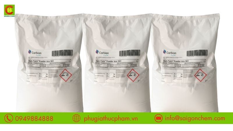 Phụ gia Opti Form S61 dạng bột chứa sodium lactate, sodium acetate và sodium diacetate dùng trong thực phẩm chế biến