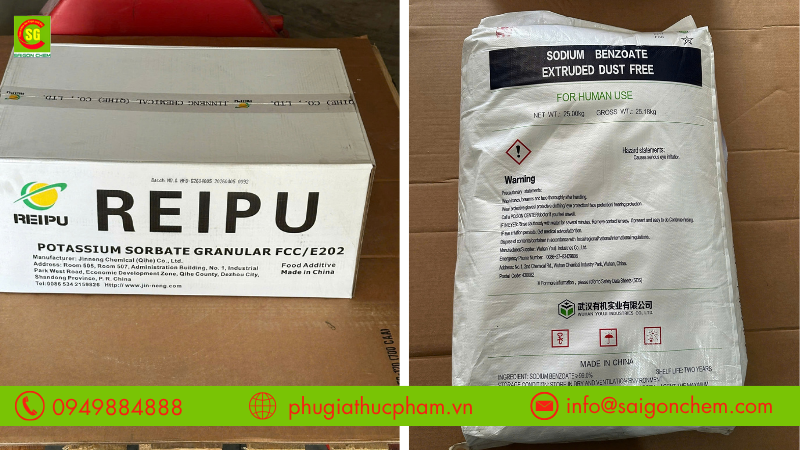 Potassium Sorbate và Sodium Benzoate được sử dụng để hỗ trợ kiểm soát nấm mốc ở các loại bánh có độ ẩm cao