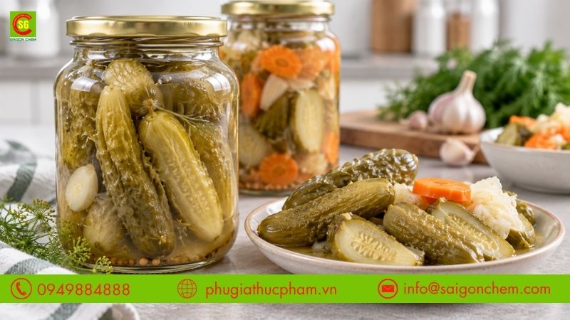 Rau củ và dưa leo muối bị mềm nhũn, mất độ giòn sau quá trình xử lý và lên men kéo dài