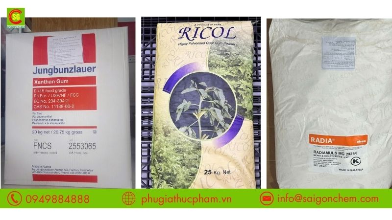 So sánh chất nhũ hóa E471 giúp ổn định hệ dầu nước với Xanthan Gum và Guar Gum hỗ trợ tăng độ nhớt, ổn định kết cấu