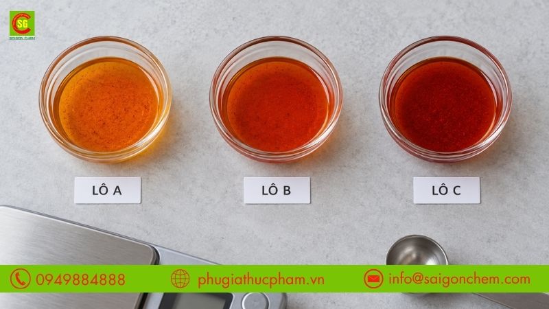 So sánh độ đậm nhạt của các lô Paprika để điều chỉnh lượng màu khi sản xuất